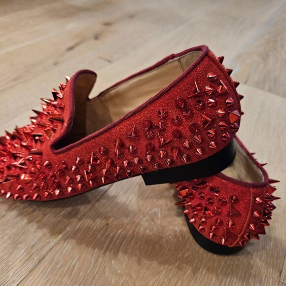 INCREDIBLE Ferucci Designer RED STUDDED Loafers! (paid $200)